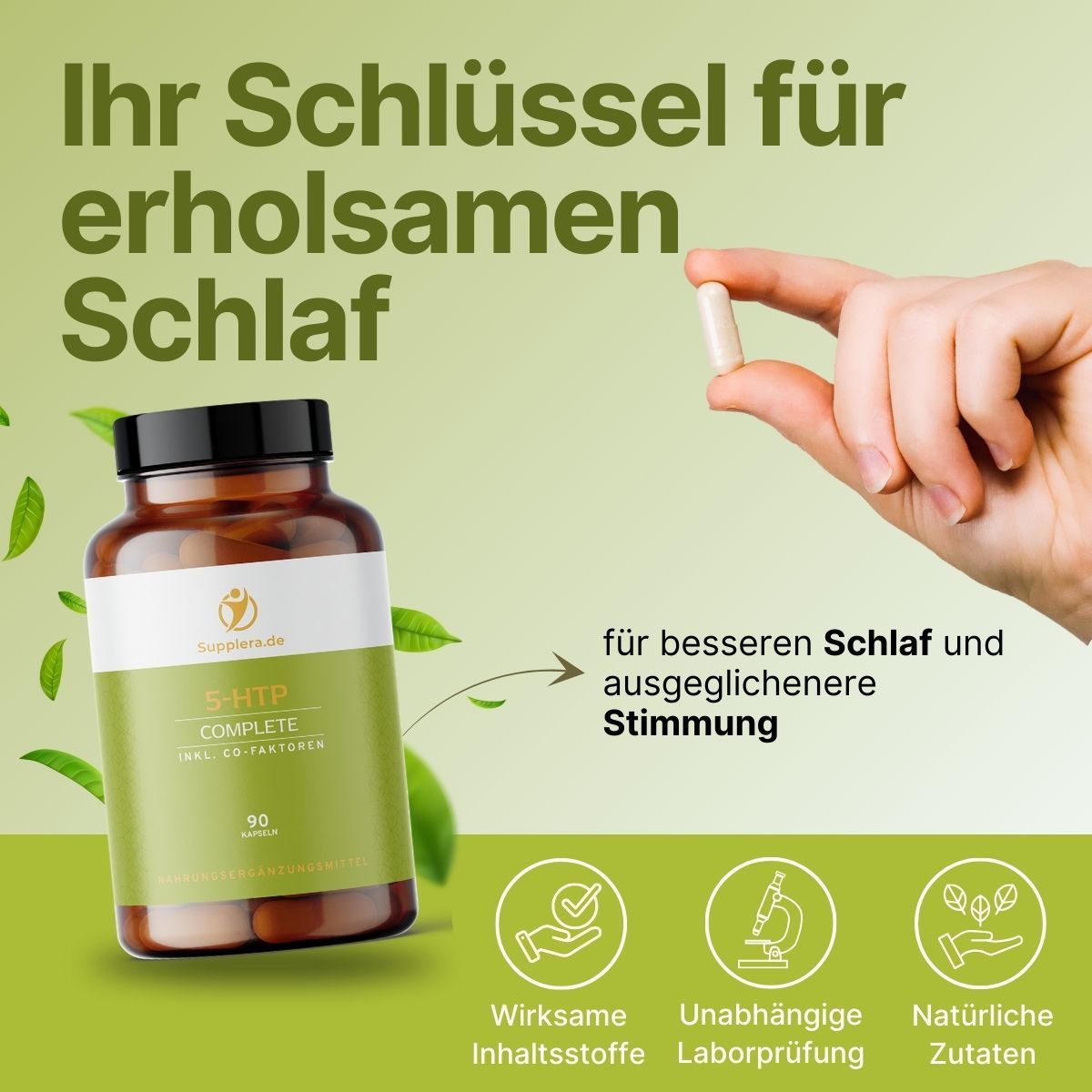 5-HTP inkl. aller Co-Faktoren für erholsamen Schlaf - Supplera.de