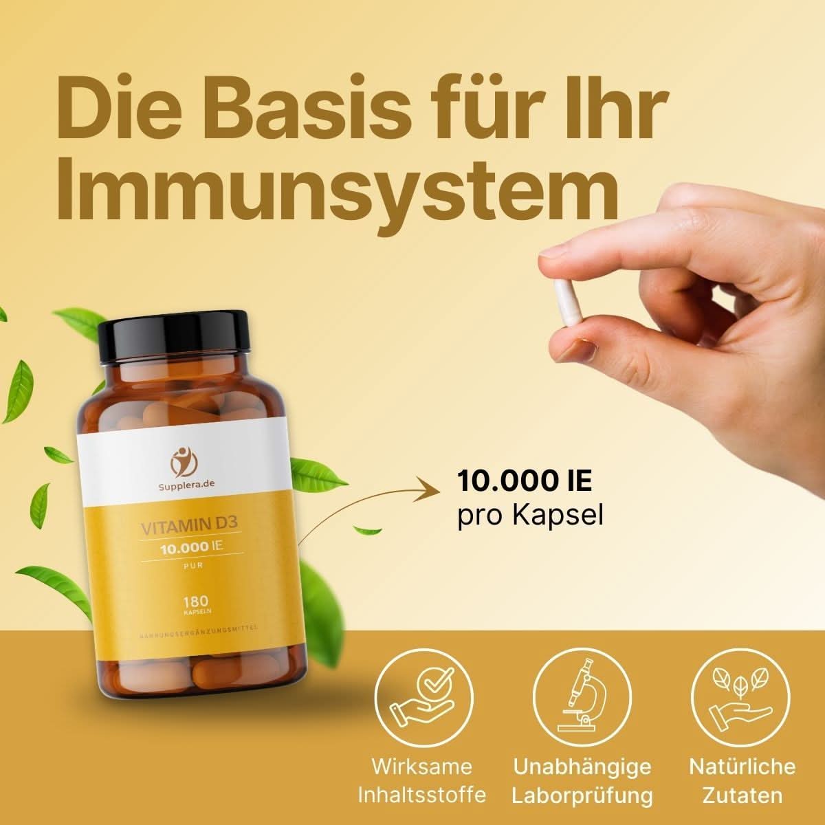 Vitamin D3 - Pur - 10.000 IE - Supplera.de