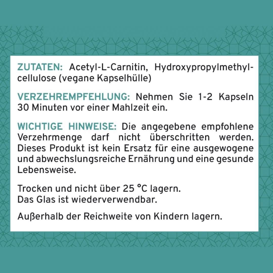 Nährwertangaben und Zutatenliste der Supplera Acetyl-L-Carnitin Kapseln