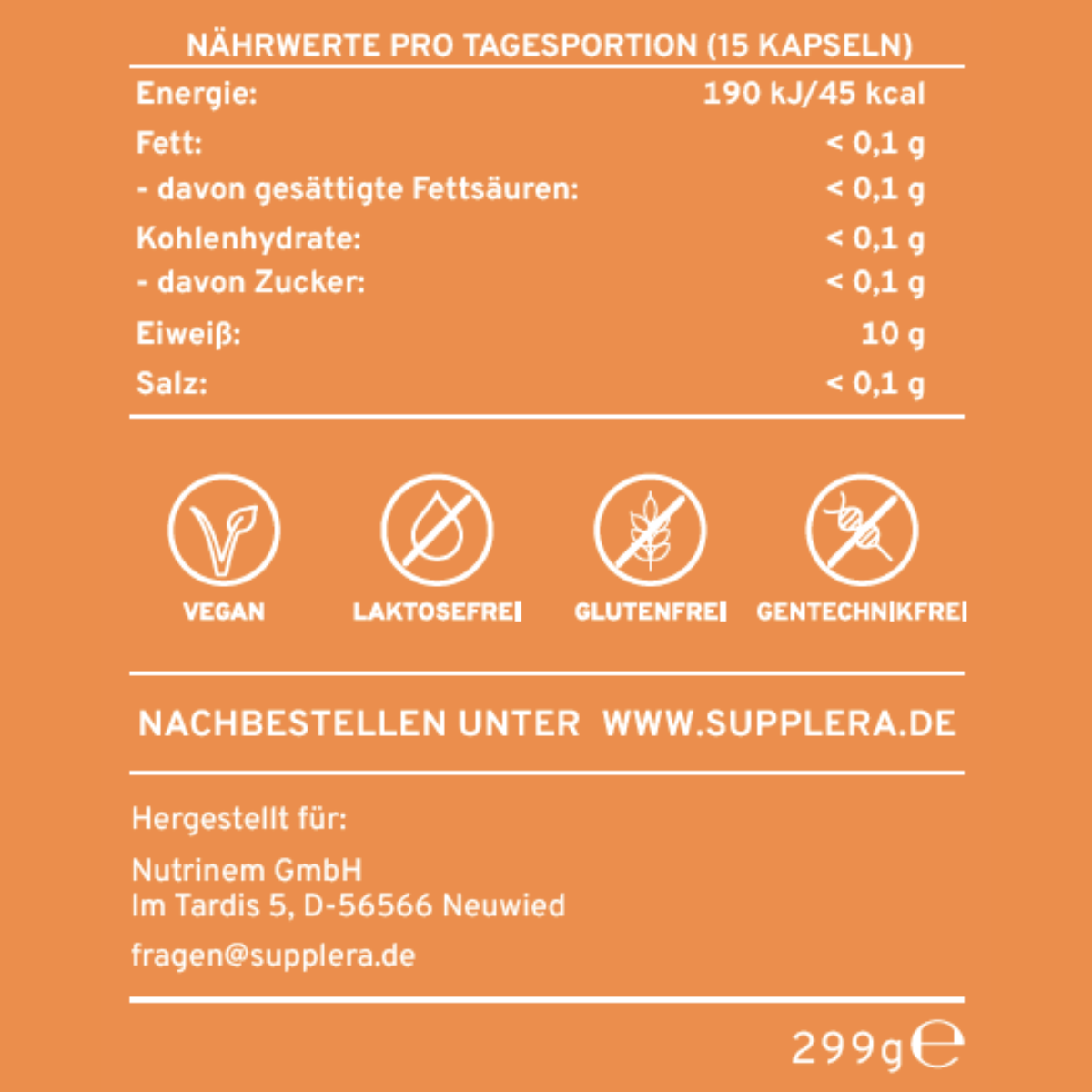 Nährwerttabelle AminoPur Kapseln von Supplera