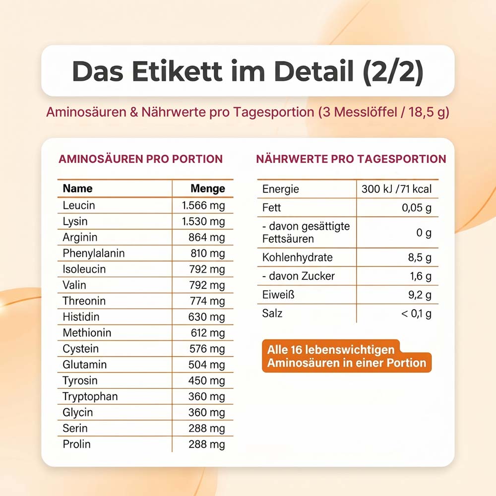 AminoPur Kirsch-Heidelbeer Supplera das Etikett im Detail 2