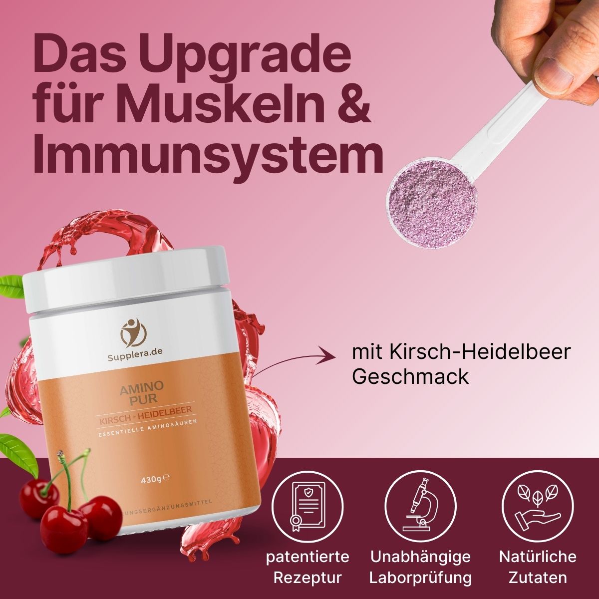 ***AminoPur-Pulver*** (Kirsch-Heidelbeer-Geschmack)