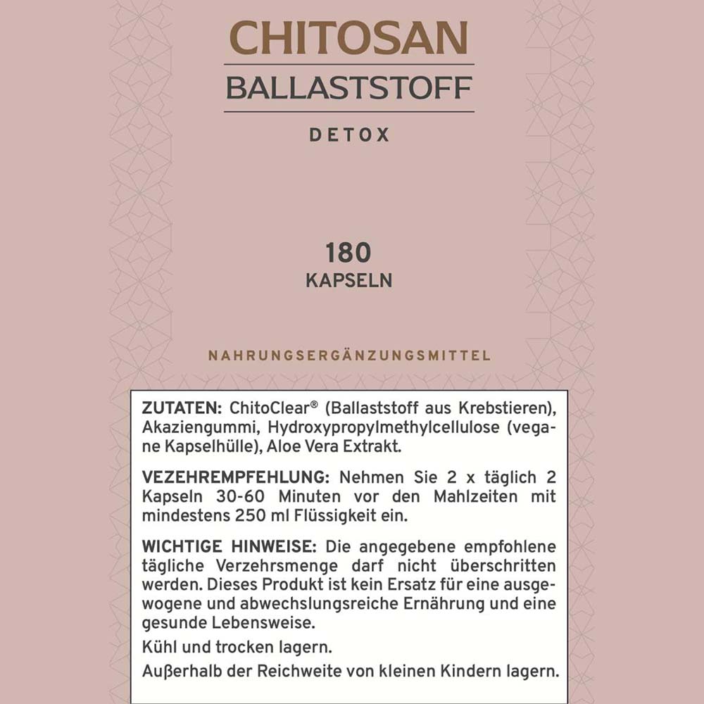 Chitosan Ballaststoff Etikett Zutaten und Verzehrempfehlung Supplera