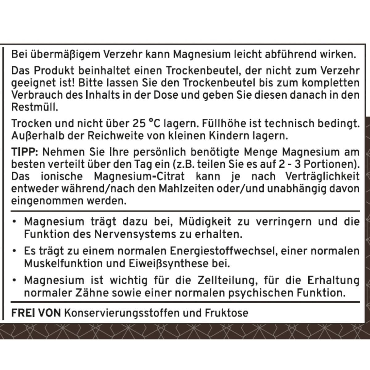 Anwendungshinweise für ionisches Magnesium Pulver, Cola-Zitrone von Supplera