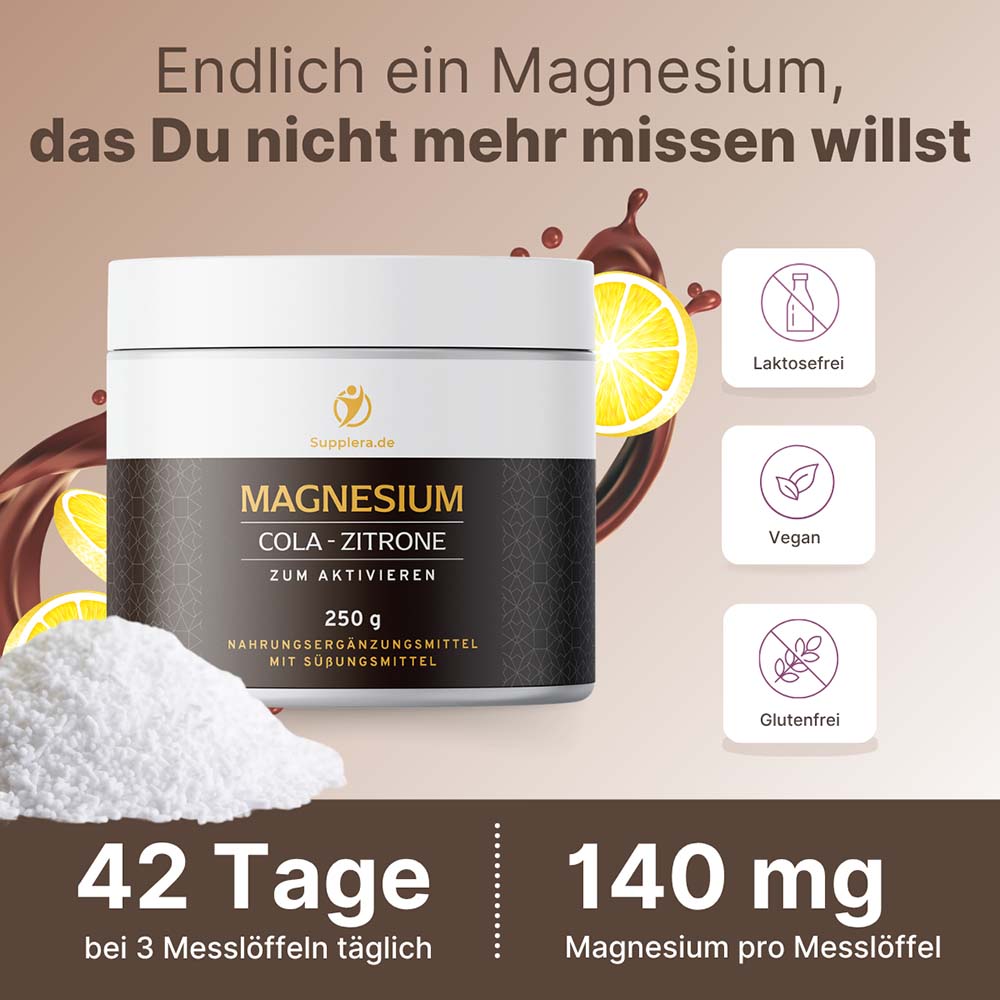 Magnesium Cola Zitrone Nährwerte und Reichweite