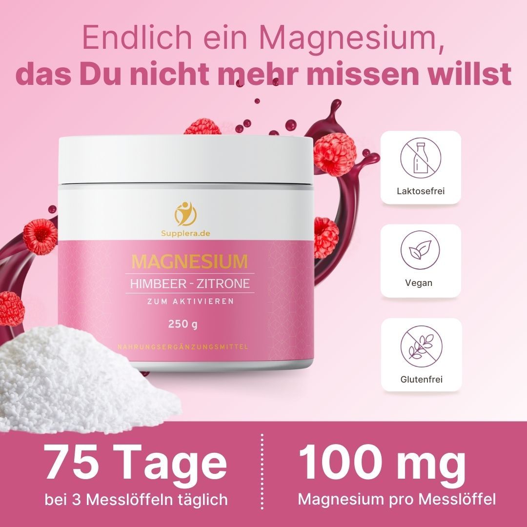 Geschenkset Magnesium Himbeer-Zitrone 250g Dose - Supplera.de