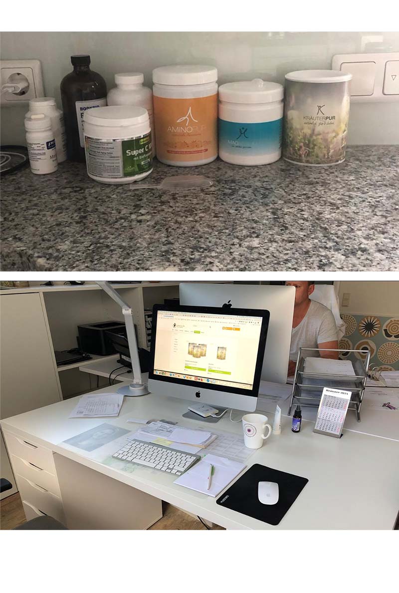 Hier sehen Sie unsere 3 ersten Produkte, Magnesium, AminoPur und Kräuter Pur.