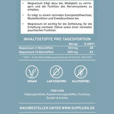 Inhaltstsoffe und Informationen zur Wirkung von Ionisches Magnesium 250g Dose - Supplera