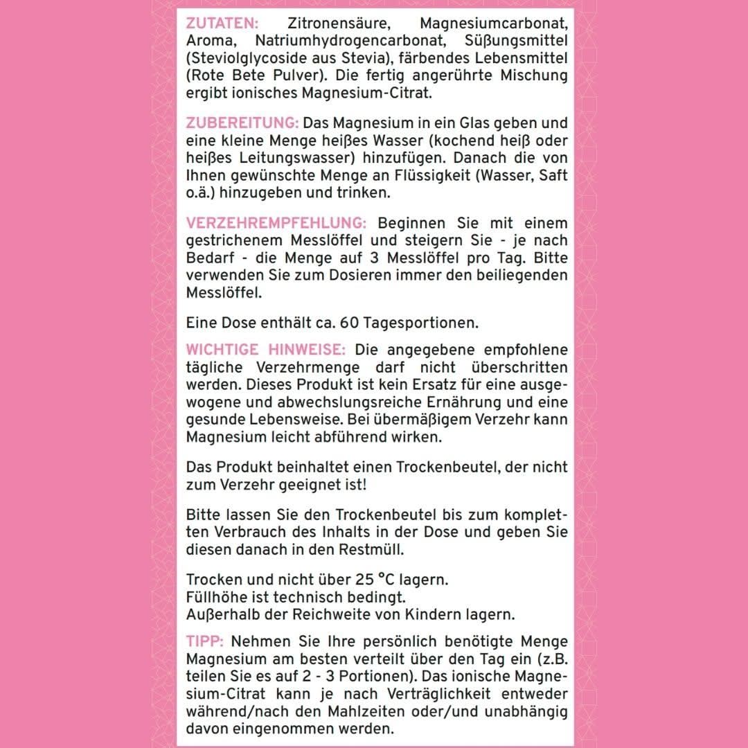 Ionisches Magnesium **Himbeer-Zitrone** 250g Dose - Supplera.de