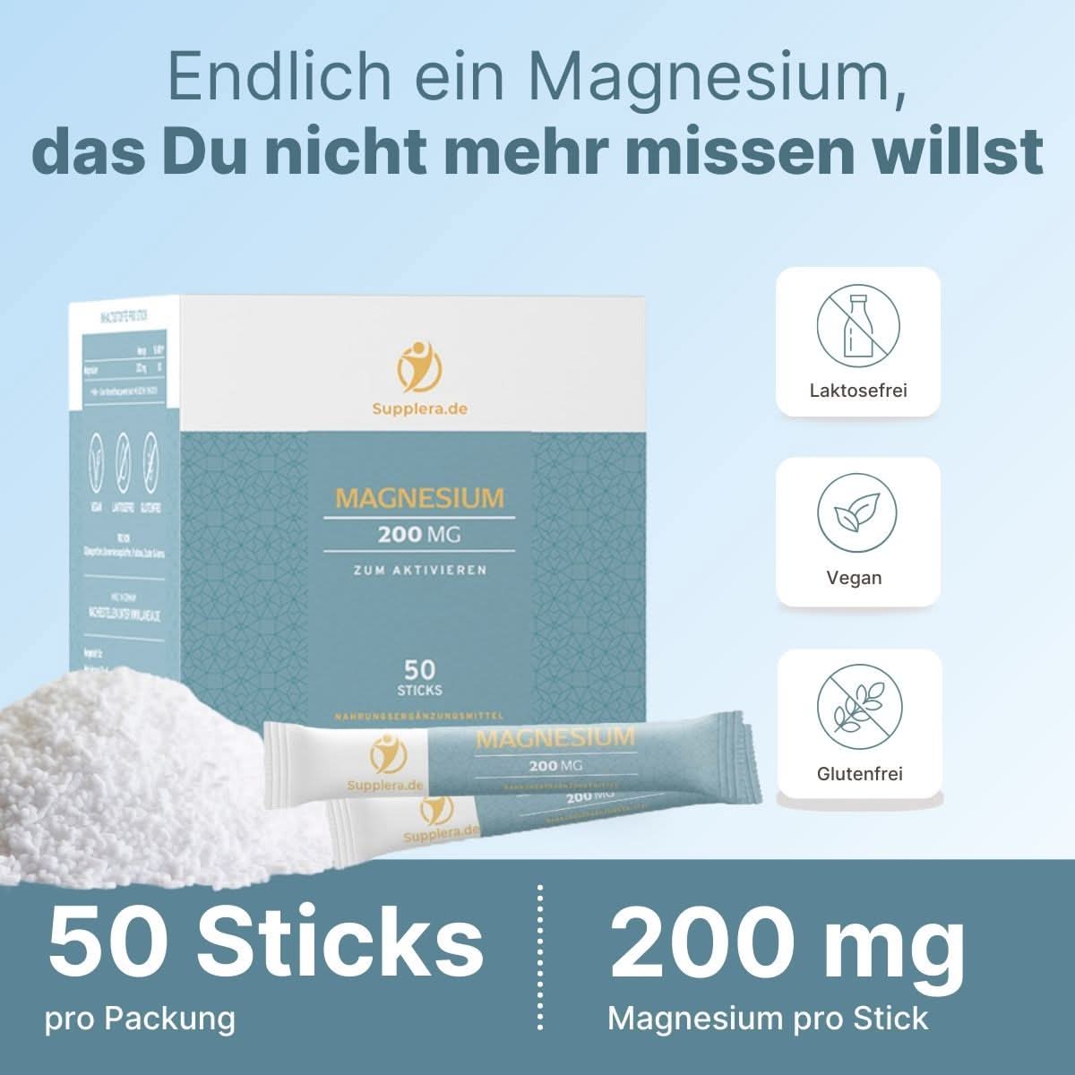Supplera ionisches Magnesium Sticks Produktbild in der Vorderansicht
