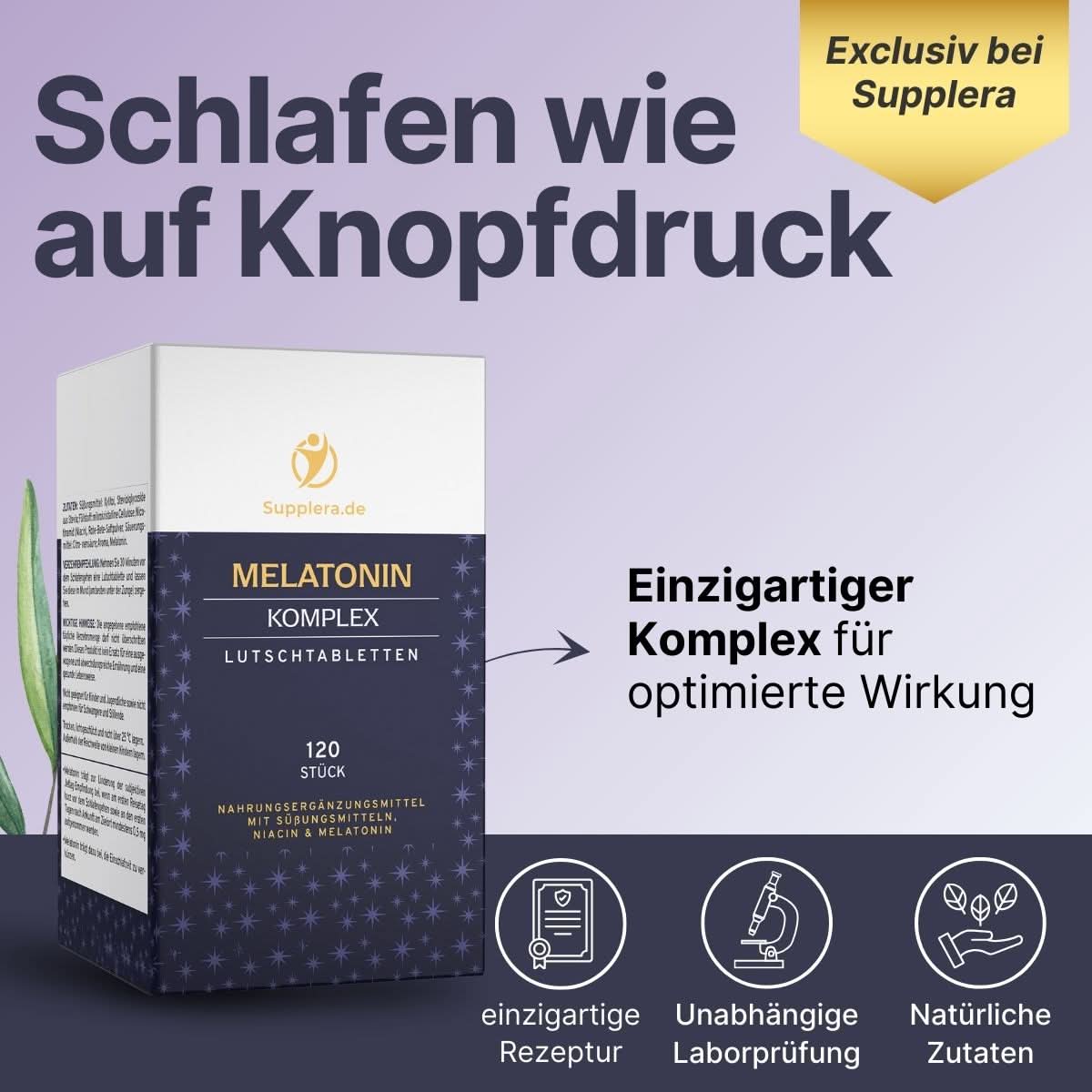 Schlafen wie auf Knopfdruck, Supplera Melatonin Gute-Nacht-Komplex