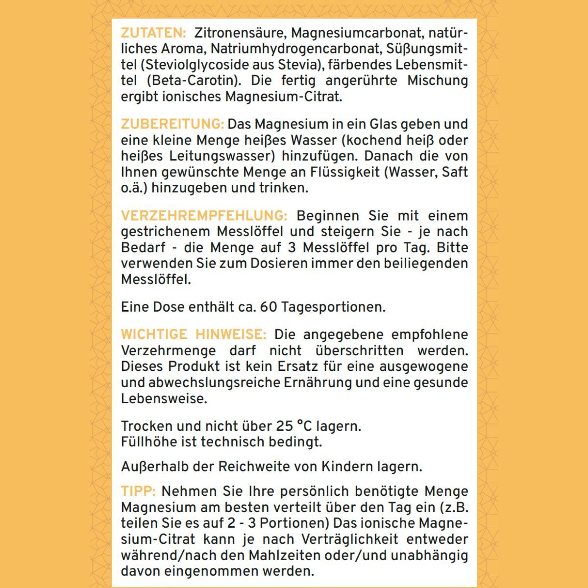 Ionisches Magnesium **Pfirsich-Aprikose** 250g Dose - Supplera.de