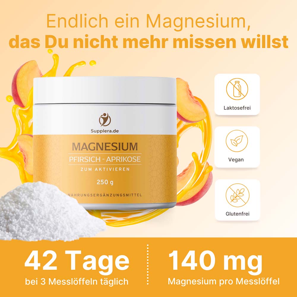 Magnesium Pfirsich-Aprikose Nährwerte und Reichweite