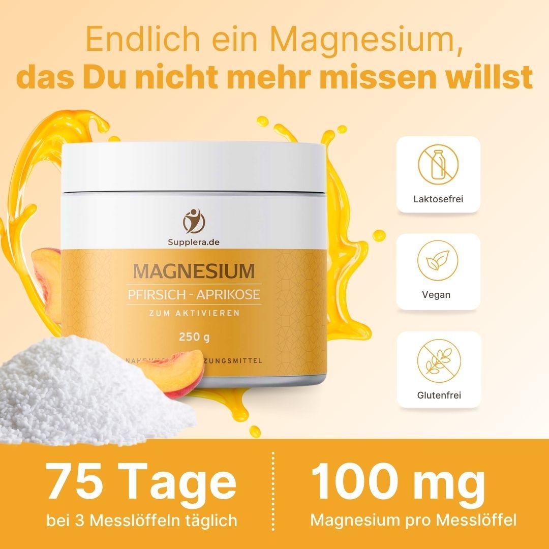 Ionisches Magnesium **Pfirsich-Aprikose** 250g Dose - Supplera.de