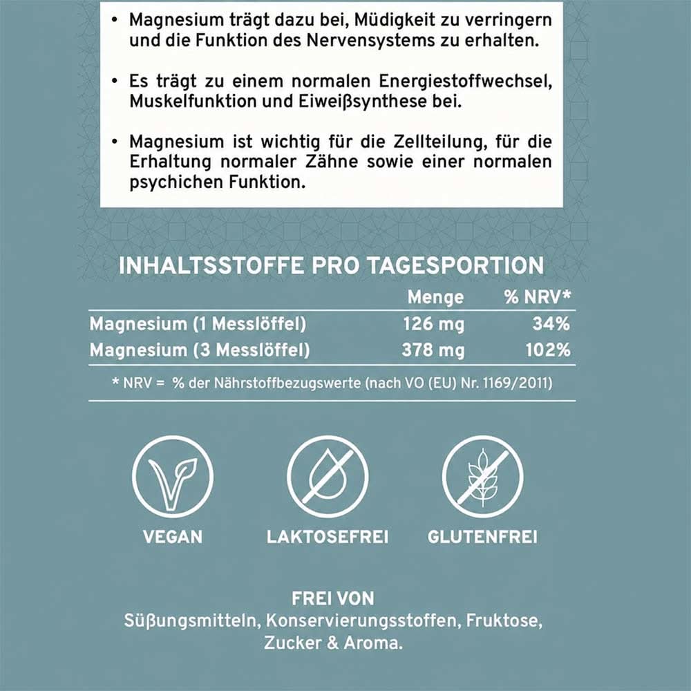 Supplera Magnesium- Etikett mit Angabe der Tagesportion – 180 mg elementares Magnesium