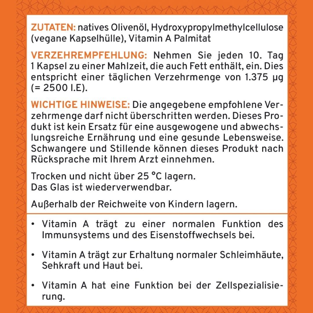 Natürl. Vitamin A - 25.000 IE - Supplera.de
