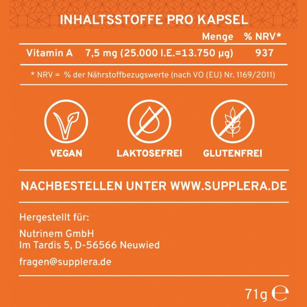 Natürl. Vitamin A - 25.000 IE - Supplera.de