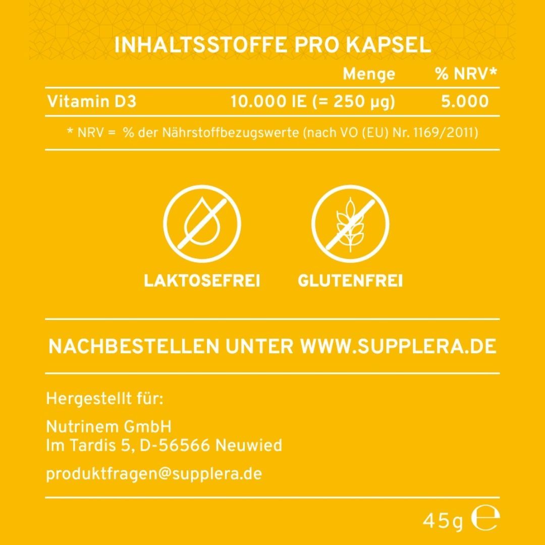 Vitamin D3 - Pur - 10.000 IE - Supplera.de