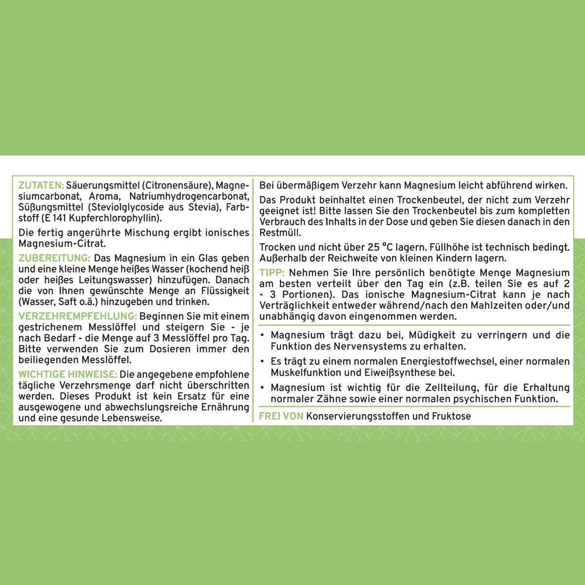 Ionisches Magnesium Waldmeister - Supplera.de