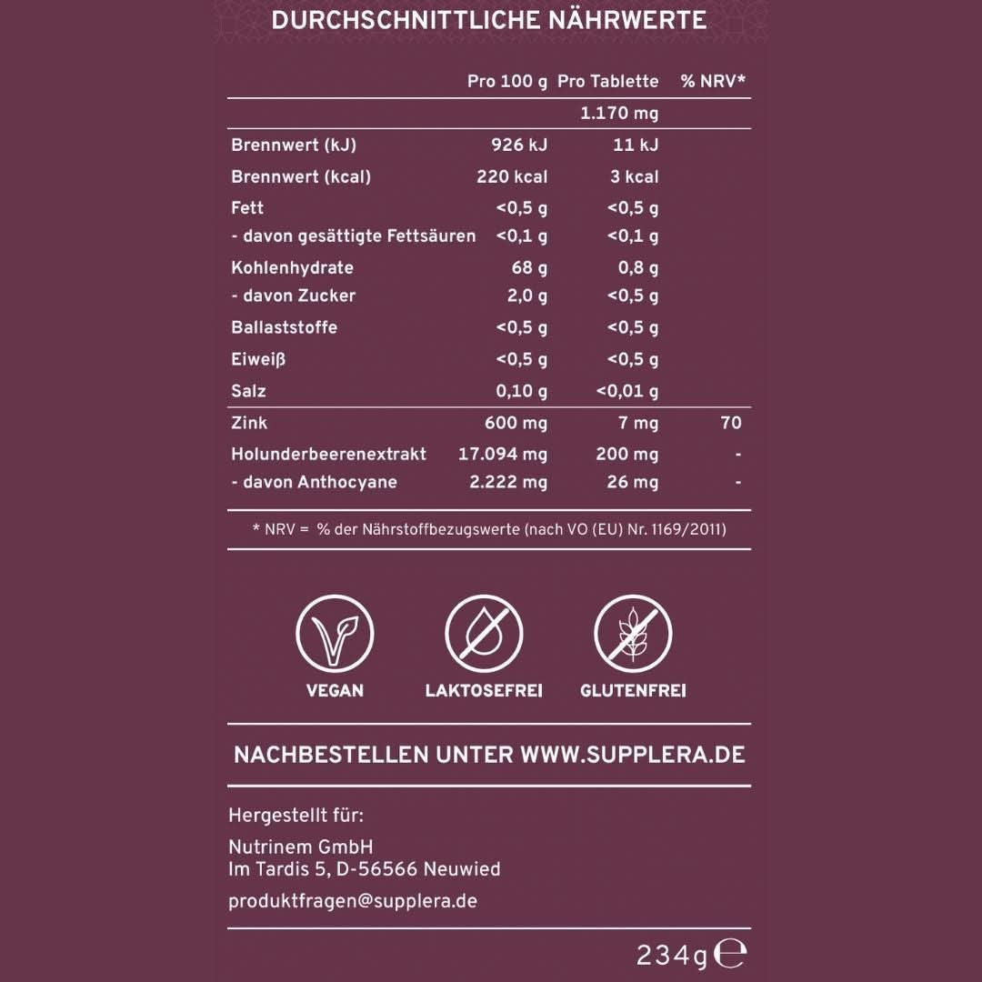 Supplera Zink-Holunder-Lutschtabletten für das Immunsystem