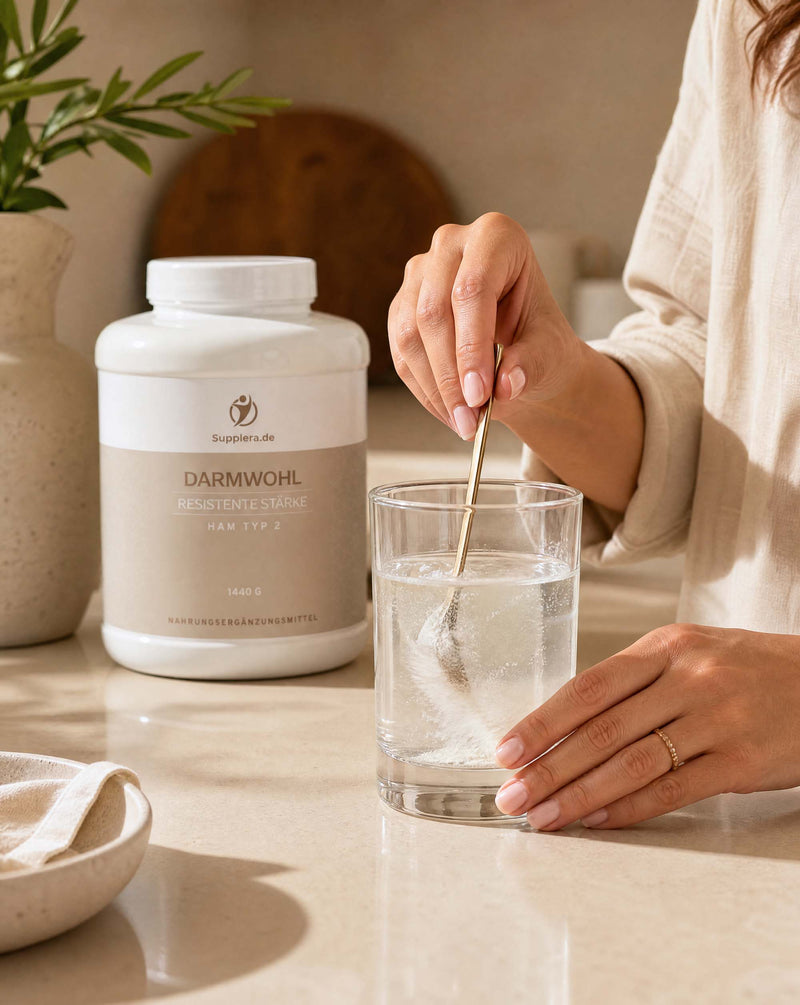 Resistente Stärke Darmwohl mit Wasserglas