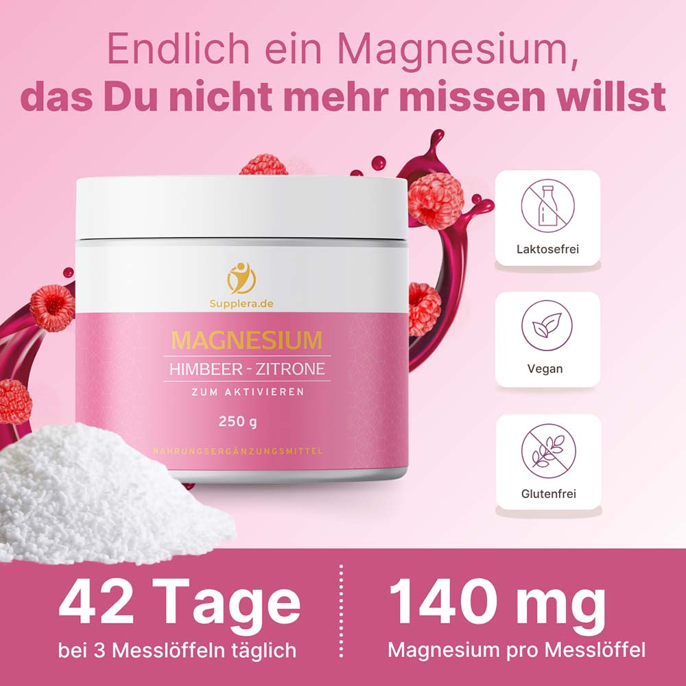 Magnesium Himbeer Zitrone Nährwerte und Reichweite