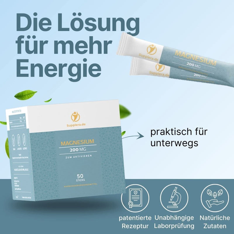 Produktbild von Supplera Ionisches Magnesium Sticks – 50 Stück in der Packung, praktisch für unterwegs 