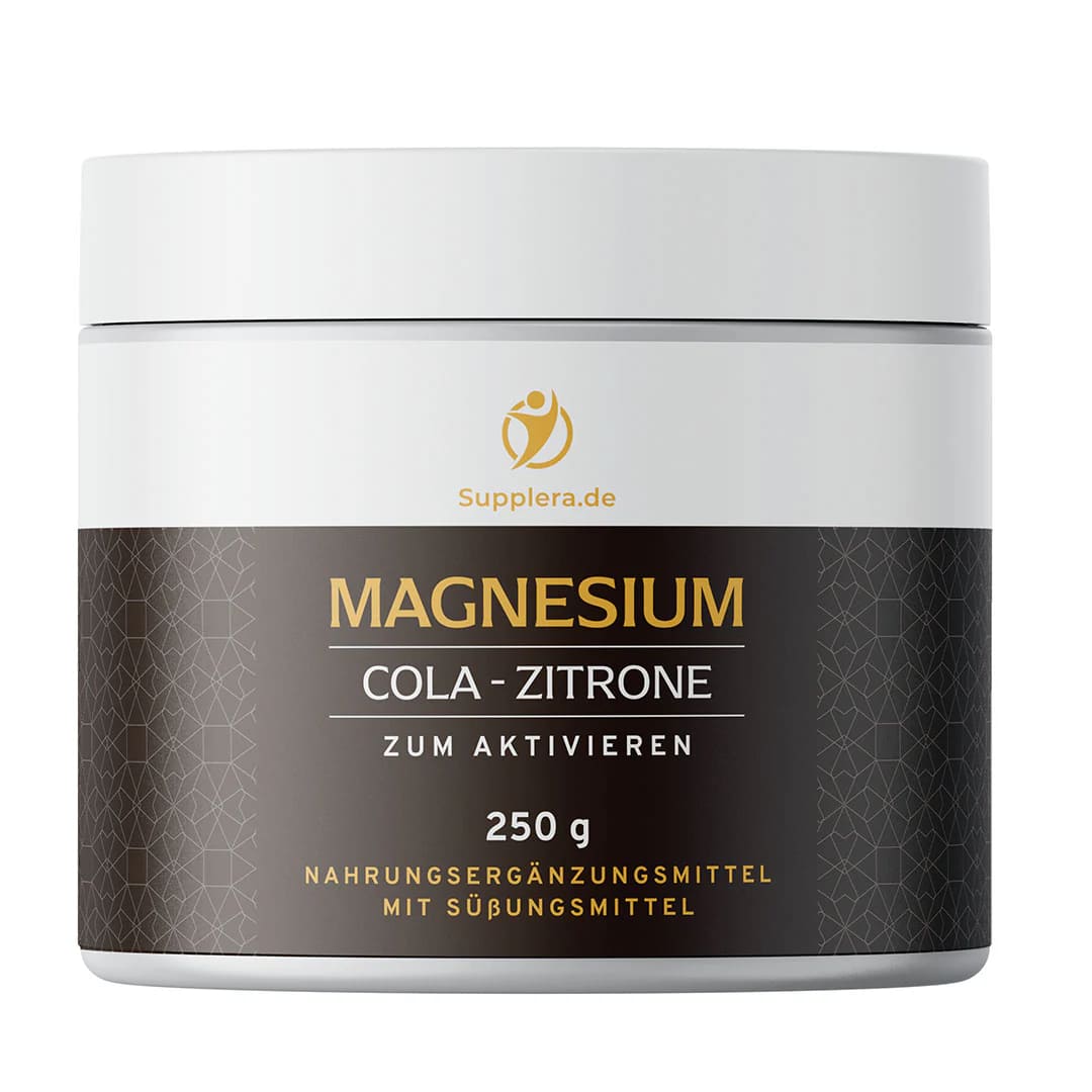 Magnesium-Dose mit Cola-Zitrone-Geschmack.