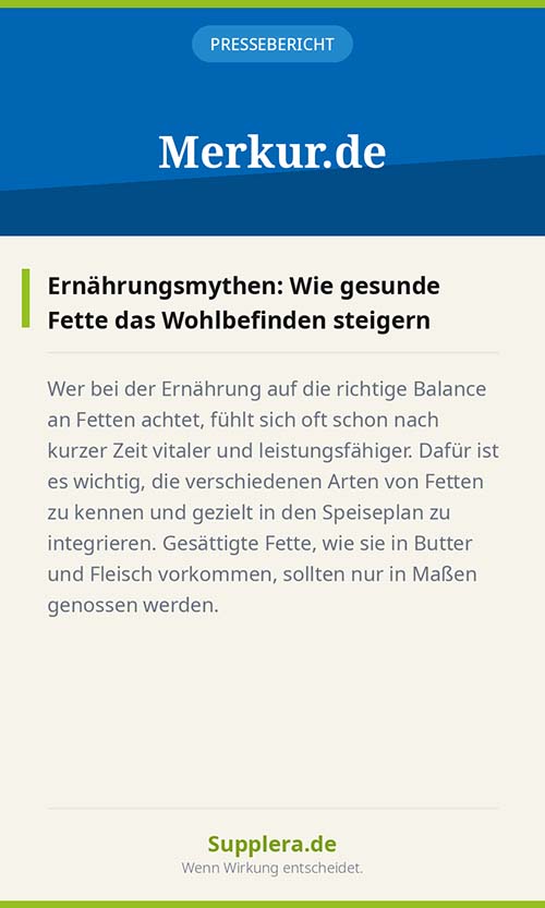 Supplera Pressebericht Ernährungsmythen
