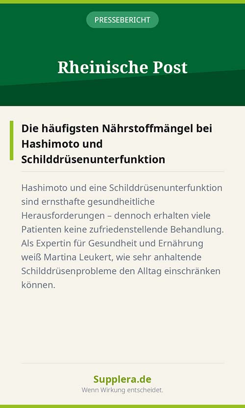 Supplera Pressebericht Schilddrüsenunterfunktion