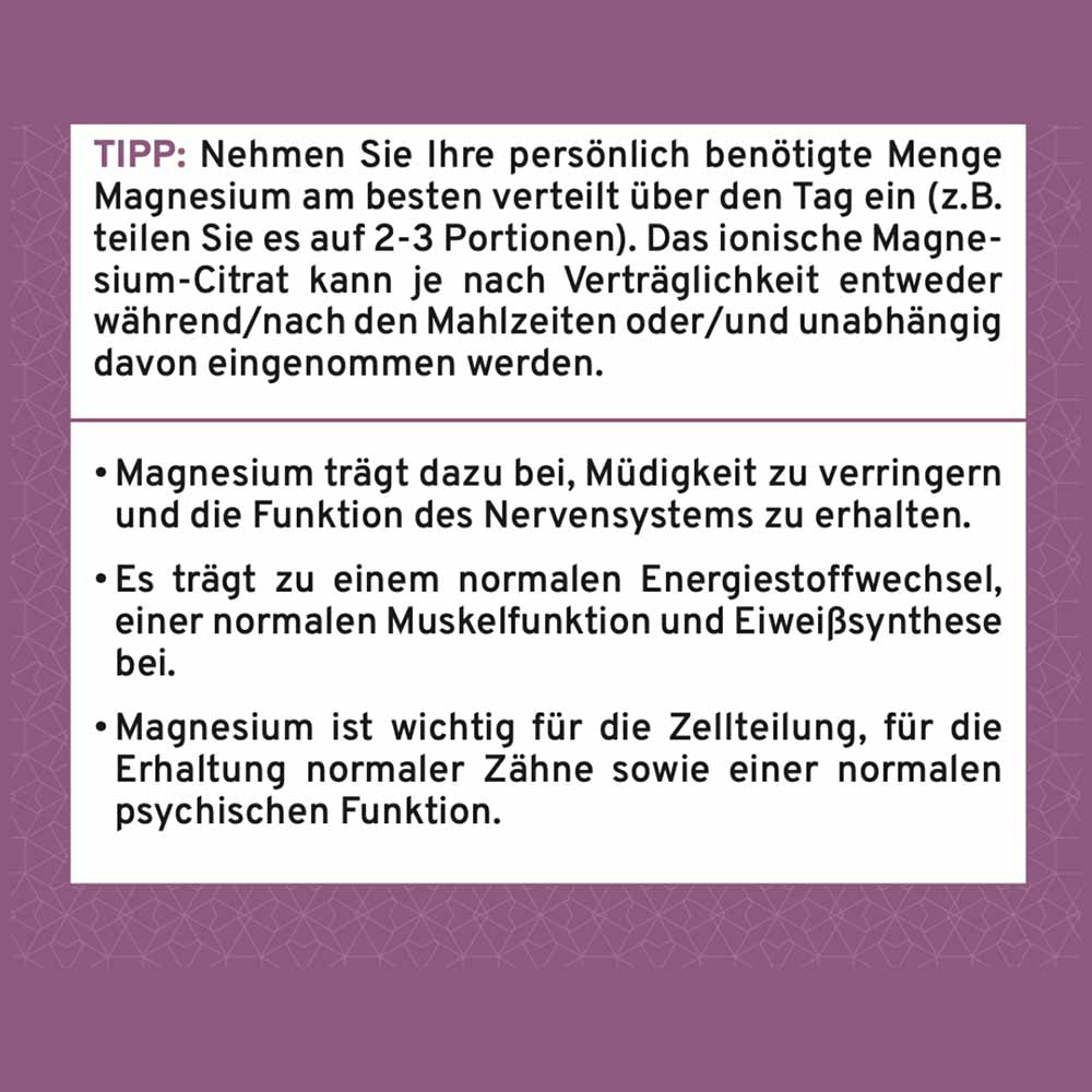 Magnesium Waldfrucht Etikett Tipp und Hinweise