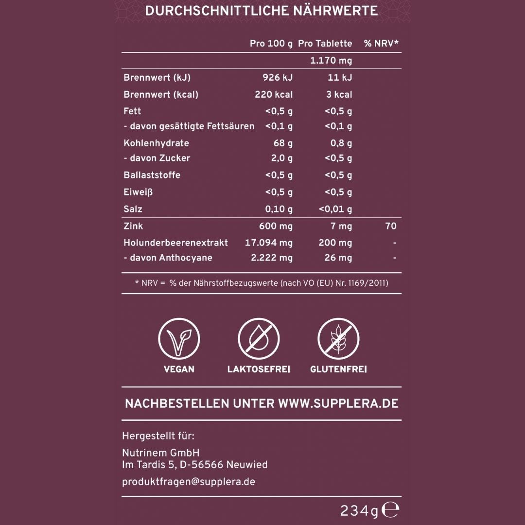 Lutschtabletten Zink Holunder - Supplera.de